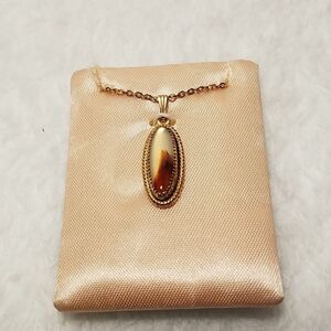 Vintage Gold Tone, Cream, & Orange Necklace